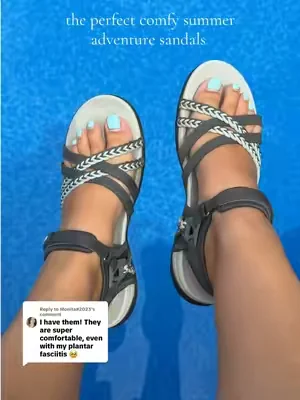 Replying to @Monita#2023 Oh my gosh these sandals are so comfy! They are so perfect for summer walking, hiking, kayaking, the lake I love that they have arch support #summersandals #archsupport #archsupportsandals #hikingsandals 