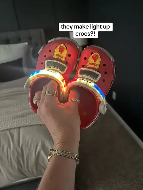 My toddler is going to loose his mind! #crocsgang #lightupshoes #toddlershoes #kidsfashion 