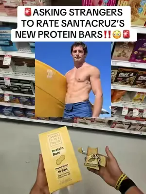 ASKING STRANGERS TO RATE @Santa Cruz Paleo NEW PROTEIN BARS‼️😭 #santacruzmedicinals #proteinbars #metaglasses #streetinterview #dealsforyoudays @SantaCruzPaleo 