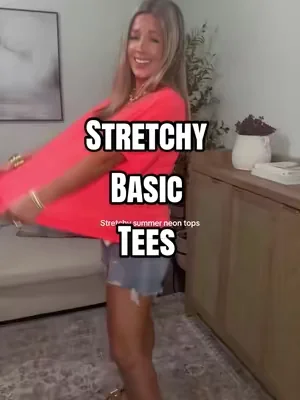 The color and the stretch!!! @Cicy Bell shop #neon #summertops #basictees #fypシ #dealsforyoudays 