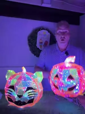 Halloween Holographic Pumpkin Light Outdoor Decor Spooky Yard Display With Remote Control And Color Changing Effects #TikTokshopCreatorPicks #FathersDayGift #DealsForYouDays #HalloweenDecor #PumpkinLight @QVC, Inc 