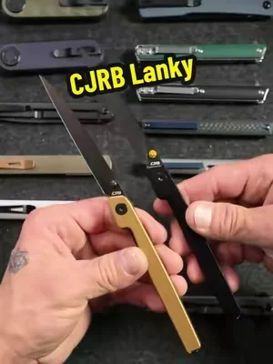 The CJRB Lanky is one sleek gentleman’s folder. With a 3.5" blade available in AR-RPM9 steel or premium S90V with titanium handles, this lightweight EDC comes in at just 1.5 oz while offering an 8.1" overall length.  #CJRB #CJRBLanky #EDCKnives #PocketKnife #GentlemansFolder 