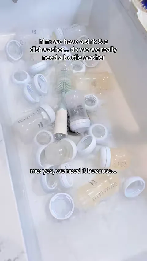 My husband said we already had a sink and dishwasher… then he saw how much time this saves. 🍼✨ The Momcozy bottle washer washes, sterilizes, and dries bottles all in one place, and it’s easily one of my most-used baby purchases. #momcozy #bottlewasher #babyessentials #dealsforyoudays #summerwins 