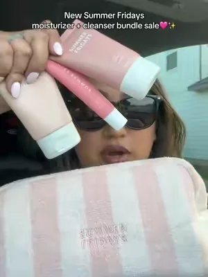 New moisturizer and cleanser set on sale with lip balm and bag!! @Summer Fridays #summerfridays #summerfridaysmoisturizer #skincare #moisturizer #tiktokshopcreatorpicks 