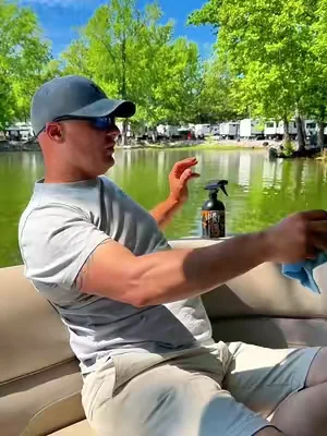 Keep your boat seats looking clean and protected with Boat Juice Interior Cleaner & Protectant. This 2-in-1 formula helps clean interior surfaces while adding UV protection to help maintain the appearance of vinyl, seats, cushions, and other marine surfaces. Easy to apply, great scent, and a simple way to keep your boat looking its best all season long. Keywords: Boat Juice Interior Cleaner, boat seat cleaner, marine interior cleaner, UV protectant, boat vinyl cleaner, pontoon seat cleaner, boat detailing products, marine care products, boat seat protectant, boat cleaning supplies, boat maintenance, vinyl protectant, lake life essentials Hashtags: #LakeLife #BoatLife #PontoonLife #TikTokShopCreatorPicks #Summervibes 
