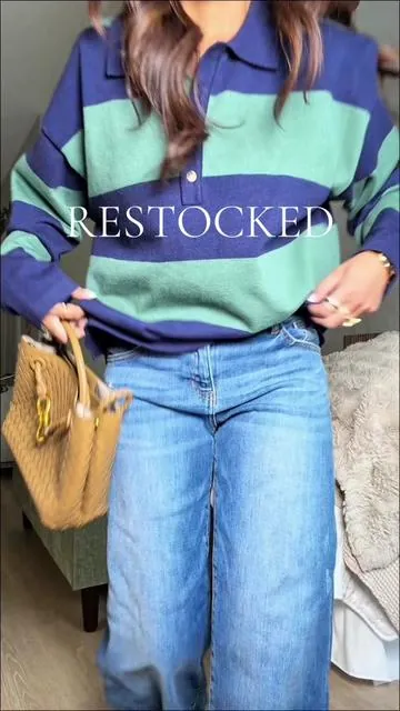 Rugby Polo sweater RESTOCKED for the preppy vibes. You guys sold it out in 2 weeks. Make sure your grab yours while you can. This is the polo shirt/ sweater for fall💙 @Yimoon  #preppy #ootd #poloshirt #outfitideas #style 