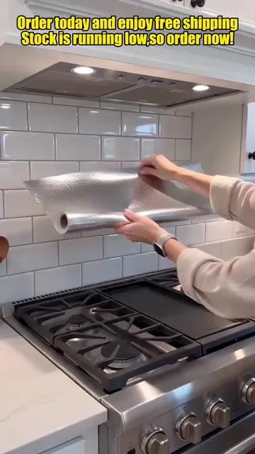 Self-Adhesive Aluminum Foil KitchenBacksplash Wallpaper, 15.7 x 118 Inch Oil-ProofWaterproof Peel and Stick Countertop CabinetDrawer Liner, Heat Resistant Easy Clean SilverContact Paper 📄#tiktokshop #tiktok #fyp