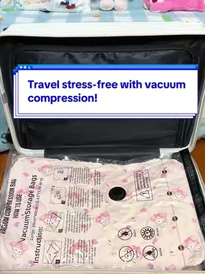 Packing your bags is now a breeze, thanks to the vacuum pump! #LuggageOrganization #TravelSolutions #VacuumSealer #SpaceSaving #fyp 