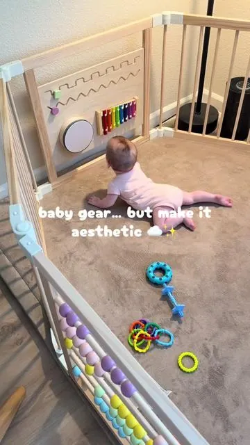 blends into the room and keeps her entertained 👶 currently on sale 👆 #playpen #montessori #parentlife #aesthetichome #dealsforyoudays 