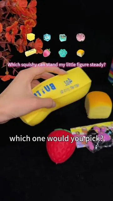 Which squishy can stand my little figure steady?#dealsforyoudays#tiktokshopfinds #summermusthave #fidgettoy #squishychallenge