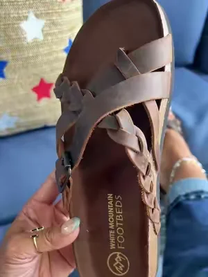 The leather braid 😍 #whitemountainfootbedsandals #sandals #leathersandals #dealsforyoudays #summerwins 