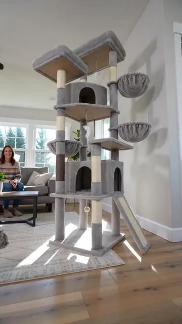 Treat your furbaby to the ultimate play paradise! 🐾 This 76" DESKAT cat tree is designed specifically for large cats, offering plenty of space to explore. With 2 cozy condos and 3 comfy hammocks, your feline friend will have endless spots for napping and relaxing. Plus, the sisal scratching posts help keep paws healthy and furniture safe. Give your cat the purr-fect vertical adventure! Tap to shop now. #fyp #CatTree #DealsForYouDays #AIGC #Moras