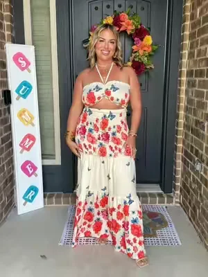 Loving this print and the colors 🦋🌸✨  #maxidress #dress #vacationdress #DealsForYouDays #summerwins 