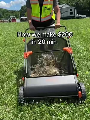 I’ll never go back to lawn sweeping the old way 😅 #lawn #lawncare #lawnsweeper #vevor 