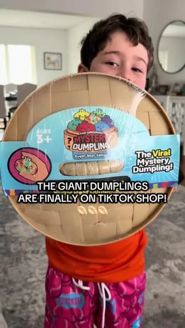 Finally got my hands on a giant dumpling! Can’t find them in store anywhere and my kids are obsessed with these!  #squishydumplings #squishy #viral #mysterydumpling #fyp 