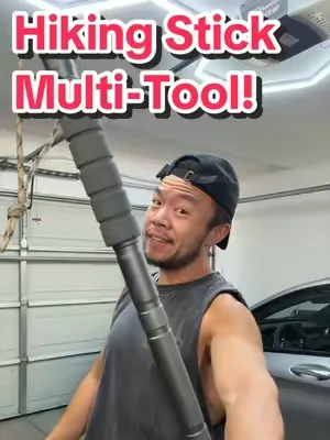 These Hiking Stick Multi-Tools have everything you need for an outdoor adventure! #outdoorgear #Hiking #fishing #campinggear #giftsforhim 