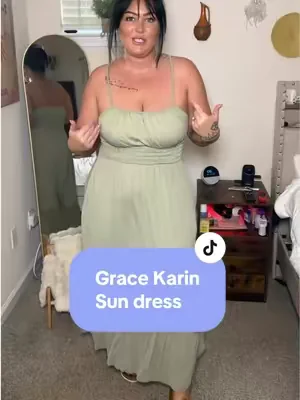 This dress is giving effortless summer elegance. 🌿 Lightweight, flowy, and so flattering with the smocked bodice and maxi length. Perfect for vacations, brunch, weddings, or any day you want to feel extra pretty. @Grace Karin US Shop  #DealsForYouDays #SummerDress #MaxiDress #FlowyDress #VacationStyle 