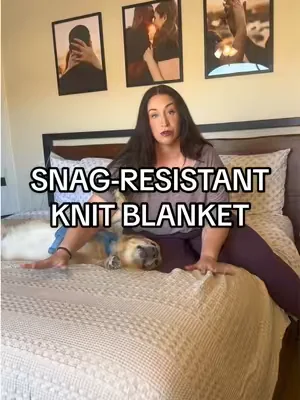 I actually love the vibe this brought to our room 🥹 #knitblanket #bedding #waffleblanket #petsafe 