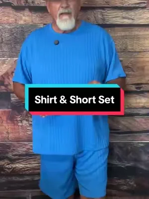 Men’s two-piece, textured shirt and short set #dealforyoudays #summervibes #fashiontiktok #mensfashionwear #combo