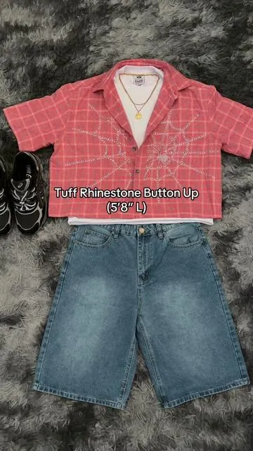 Tuff and affordable rhinestone button up short sleeve, this goes harddd #mensfashion #dealsforyoudays #buttonup #rhinestone #outfitinspo 