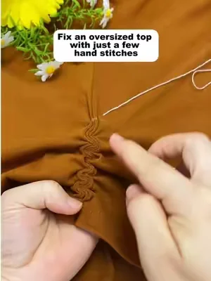 Too long tops? Just hand stitch a few times and fix it fast.#Sewing#ClothingFix#DealsForYouDays #SummerWins#TikTokShopDealsforYouDays