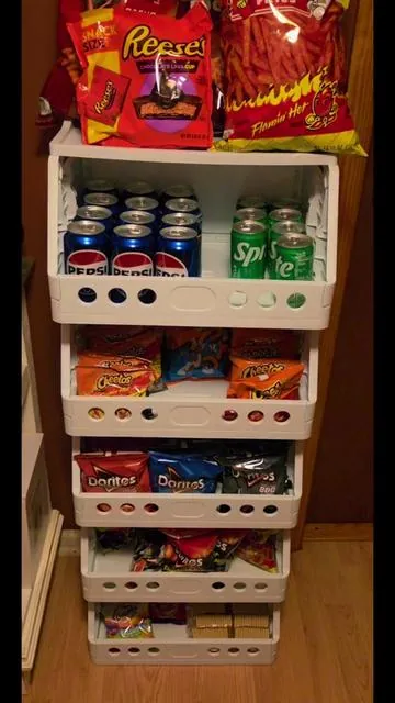 2-5 Tier Stackable Rolling Storage Cart with Wheels, Foldable Storage Shelf, Multi-Purpose Plastic Organizer Rack, Mobile Storage Shelf for Kitchen Pantry, Fruits Vegetables, Snacks, Bedroom and Bathroom  perfect snack holder for my family 😍 #Stackable #snackcart #organizedhome #organize  #freeupspace 