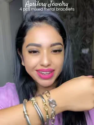 4 pcs of mixed metal bracelets for such a great price!🤩🔥@Aprilery Jewelry-US  #starterpicks #summerwins #DealsForYouDays #braceletstacks #braceletset 