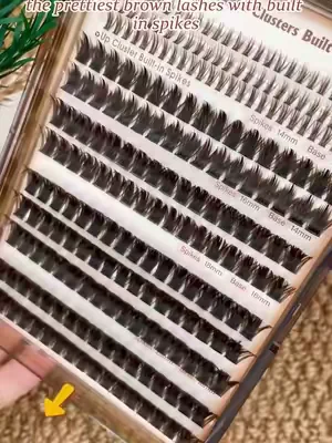 Clusters that pre-made spikes in them-brown✨#goddvenuslashes #lashes #lashtutorial #spikelashes #fyp 