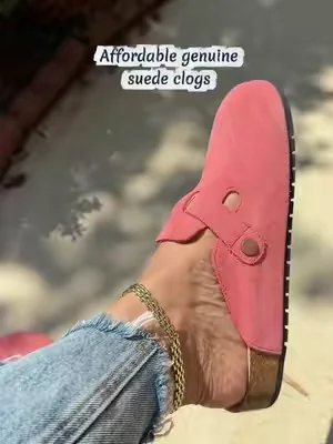 These round toe cork clogs are giving that $150 designer look for way less 🤎✨ Made with genuine suede, super comfortable, and effortlessly stylish. The perfect everyday slip-on you can wear all year long—dress them up or keep it casual, they literally go with everything. #ClogStyle #CorkClogs #AffordableFashion #DesignerLookForLess #SuedeShoes 
