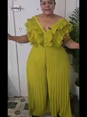 CHICME Women's Ruffles Spliced #Diosprimero #dealsforyoudays #romper #jumpsuit #plussize 
