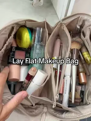this lay flat makeup bag is a game changer for quickly getting ready in the morning 💄✨ #makeupbag #travelmakeupbag #dealsforyoudays 