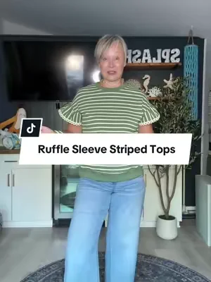 Don’t wait for fall! Grab these ruffle sleeve tops before the price goes back up! These tops are soft and stretchy and have such an elevated look to them!  #tiktokshopcreatorpicks #dealsforyoudays #midsizefashion #over50style #teacheroutfit 