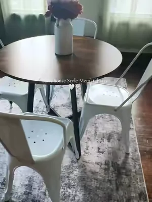 These farmhouse style chairs are durable and perfect for any dining room. #farmhousechairs #metaldiningchair #diningroomchairs #farmhousechair #creatorsearchinsights 