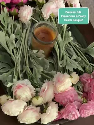 molilito Premium Silk Ranunculus & Peony Flower Bouquet for Wedding Bridal & Home Decor | Realistic Faux Blooms - Pink, Cream White, Dusty Blue #DealsForYouDays #SummerWins #summervibes #artificialflowers #silkflowers @Molilito's Shop US