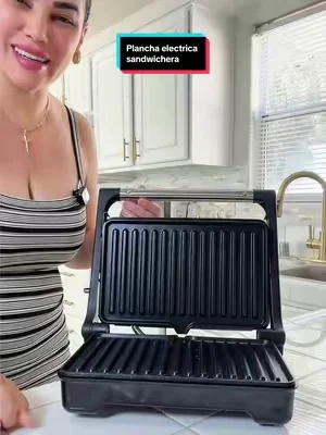 Prensa para panini y sándwiches YASHE (1200 W), con placas de aluminio fundido y revestimiento antiadherente, capacidad para 2 rebanadas de pan, apertura de 180 grados, fácil de limpiar y versátil.#tiktokshopcreatorpicks #dealsforyoudays #parrillaelectrica #planchaelectrica #cocina 