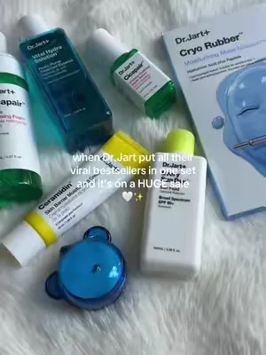 such an insane deal 🤍 dr jart bestsellers value set sensitive skin glass skin spf tiktok shop #tiktokshopcreatorpicks #tiktokshopsummerturnup #DealsForYouDay #tiktokshopdealsforyou #drjart dr jart best instant hydration barrier repair spf 50 sensitive skin glass skin buy with coupon maehni @DrJart North America 