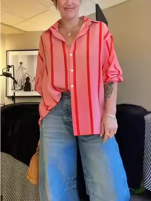 I’m after the black and white one next!  #casualoutfits #buttondownshirt #oversizedshirt #barreljeansoutfit #dealsforyoudays 