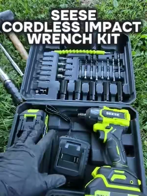 I grabbed this SEESE impact wrench kit thinking I was just getting an impact gun, but this thing comes loaded. You get the impact wrench, two batteries, impact sockets, drill bits, adapters, and a ton of accessories all packed into one kit. I put it to work taking off a wheel and breaking loose stubborn brake bracket bolts, and it handled both without a problem. If you're just starting to build your tool collection or want a complete backup kit to keep in the garage or vehicle, this is one of those kits that gives you a little bit of everything. It's on sale right now with free shipping in the TikTok Shop. - #DealsForYouDays #ToolsTok #ImpactWrench #DIYMechanic #MackMotivates 