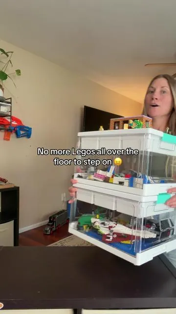 These bins are the best way to store your kids Legos. Keeps them all in one place plus they can build right on top! Genius! #dealsforyoudays #legotiktok #legos #tiktokshopcreatorpicks #legostorage 