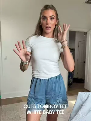 I’ve worn this shirt more than anything else in my closet it’s a white slim fitting baby tee and I paired it with my satin lace trim shorts the best simple summer outfit 😌 5’4/xs  #dealsforyoudays #cutsclothingreview #cutsclothing #summeroutfit #SummerFashion @Cuts Clothing 