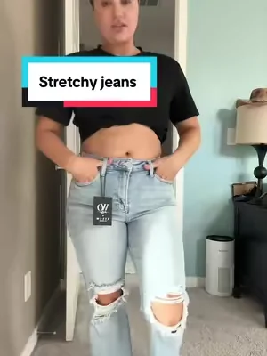 Love these. So glad they fit and they’re comfy too #jeans #womensjeans #distresseddenim #stretchyjeans #fashionfinds 