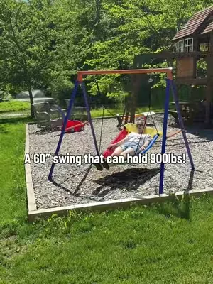 This swing is seriously MASSIVE!!! I love that I can lay down on it and my toddler thinks it is sooo cool!  #swings #swing #outdoorplay #backyardvibes #giftsforkids 