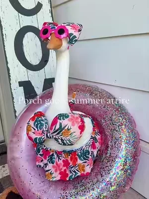 Dorothy is ready for summer!! If you’ve got a porch goose, she needs a swimsuit! ✨ #porchgoose #Outdoors #summervibes☀️ #tiktokshopdealsforyoudays #dealsforyoudays 
