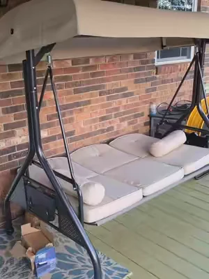 Turn your backyard into the favorite spot at the house. This porch swing easily converts into a swing bed, giving you the perfect place to relax, read, or enjoy summer evenings outdoors. The canopy adds shade while the built-in cupholders keep your drink close by. #TikTokShopCreatorPicks #tiktokshopstockup #BigDreamsStartSmall #dealsforyoudays #outdoorliving 