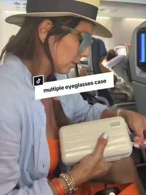 Replying to @Sarah Keep your sunnies safe !!  Away Travel Glasses Case is a durable, mini suitcase-style organizer that holds up to three pairs of sunglasses or reading glasses. It is designed to keep eyewear safe and scratch-free while packing! #awaysunglassescase #besteyeglassescase #traveleyeglassescase #tiktokshopcreatorpicks #dealsforyoydays @Away Travel 