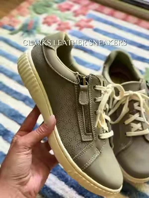 Clarks embossed leather sneakers 👟 @QVC, Inc #clarkssneakers #sneakers #shoefinds #qvc 