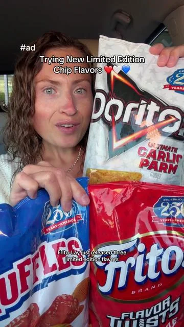 #ad Frito-Lay just dropped 3 limited edition chip flavors in honor of America's 250th and they're all a MUST TRY! Grab this Red, White & Blue bundle on TikTok Shop now! @Doritos @RUFFLES @Fritos 