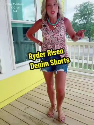 Denim shorts with tummy control and distressing? Yes, please! #denimshorts #jeanshorts #SummerWins #dealsforyoudays @Wild Oak Boutique 