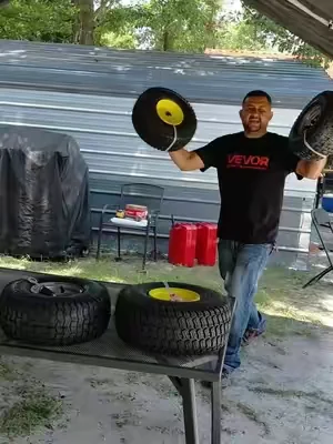 #I 【Father's Day Gift】VEVOR Tubeless Mower Wheels, 11x4-5" Size Pair of Flat-Free PU Tires on Rims, 3.4" Hub, 3/4" Bushing, 20 Adapters Included, Suitable for Riding Mowers & Lawn Tractors