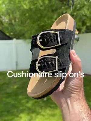 Affordable summer sandals meets fashion. These are the cushionairecashew slip on women’s trendy, genuine leather slip on sandals, whether you’re going to the beach to the mall brunch or even work, the Cushionaire  slip on shoes. ##womensfashion##shoes##sandals##sliponshoes##summerwins